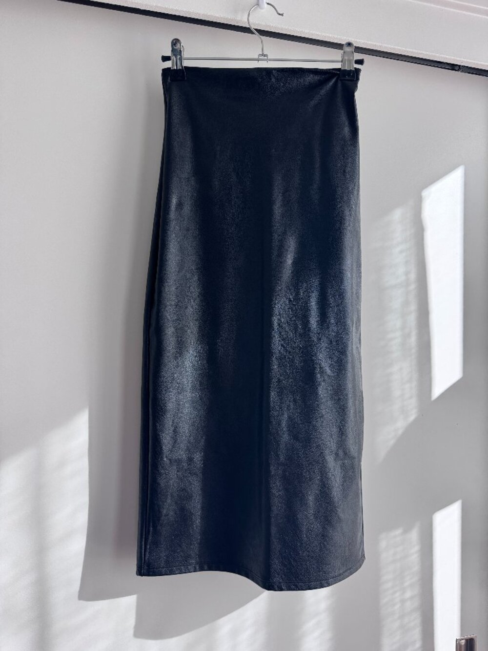 Black Leather Commando Pencil Skirt